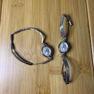 Pair of Vintage 1960s Sears Mechanical 7 Jewels Watches A8, 11mm - Not Running